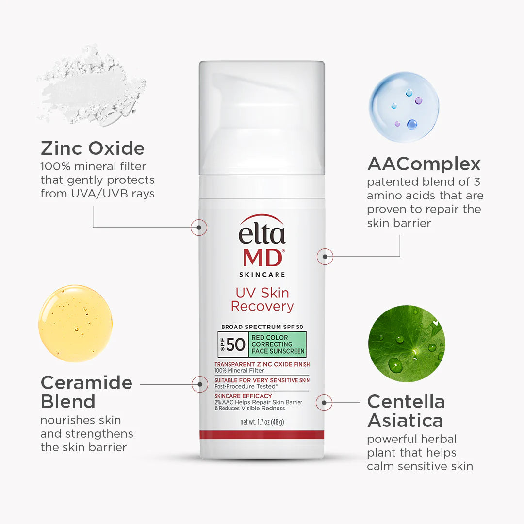 EltaMD UV Skin Recovery Red Color Correcting Green Tint Broad Spectrum SPF 50